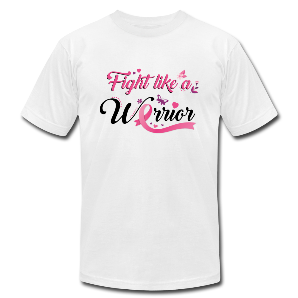 Warrior Breast Cancer Awareness Unisex T-Shirt by Bella + Canvas - white