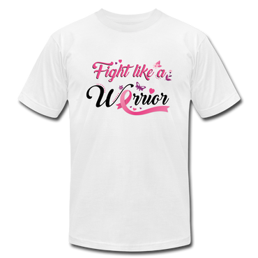Warrior Breast Cancer Awareness Unisex T-Shirt by Bella + Canvas - white