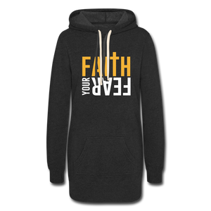 Faith Your Fear Heather Black Women's Hoodie Dress - heather black