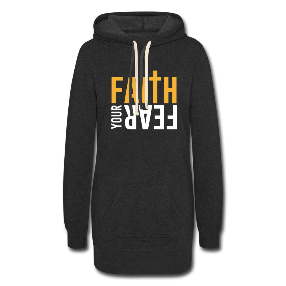 Faith Your Fear Heather Black Women's Hoodie Dress - heather black