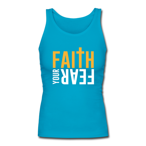 FYF Women's Longer Length Fitted Tank - turquoise