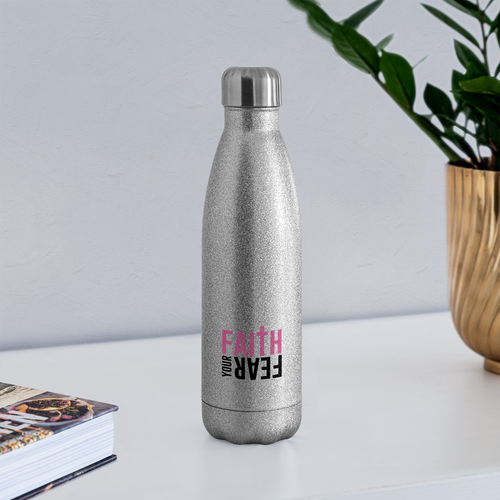 Bling Insulated Stainless Steel Water Bottle - silver glitter