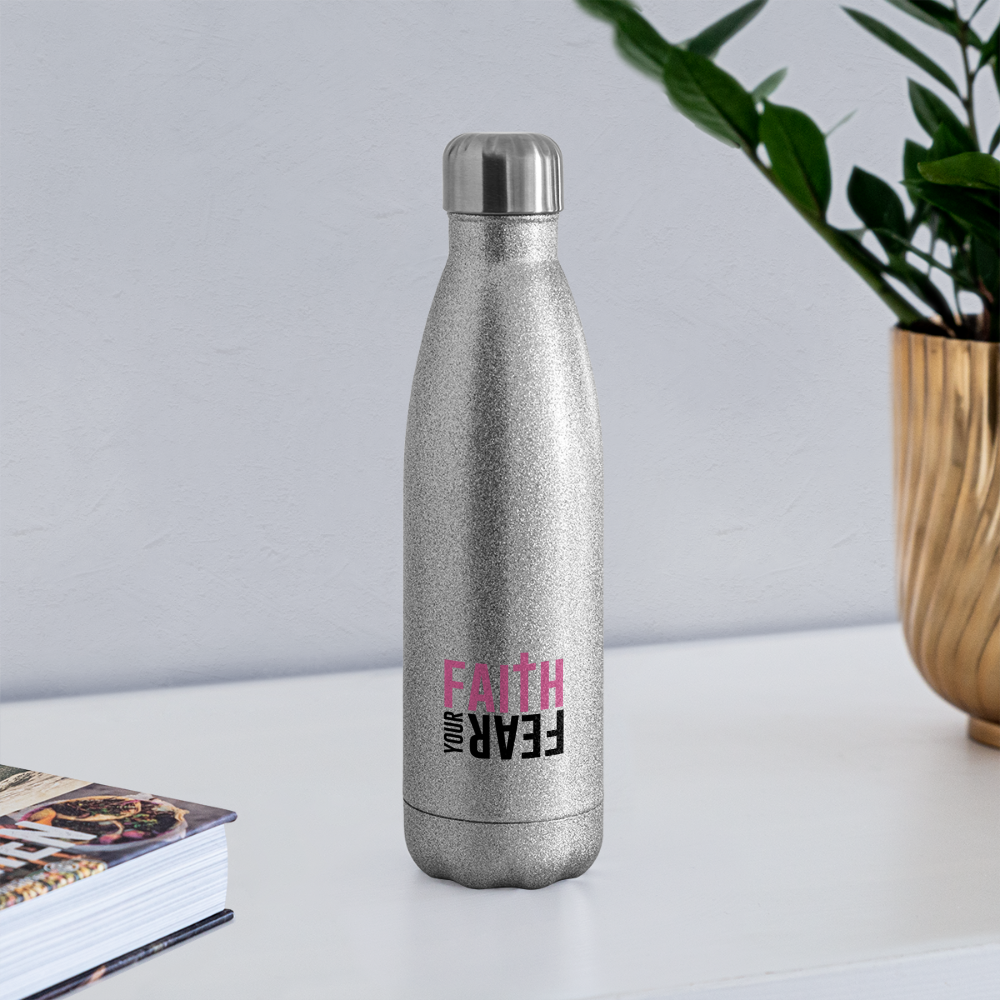 Bling Insulated Stainless Steel Water Bottle - silver glitter